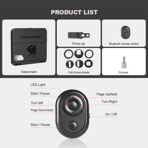 Miniatura 6 de LENSGO TC7S teleprompter portátil para teléfono, teleprompter mini de un segundo con control remoto, aplicación compatible con iPhone y Android