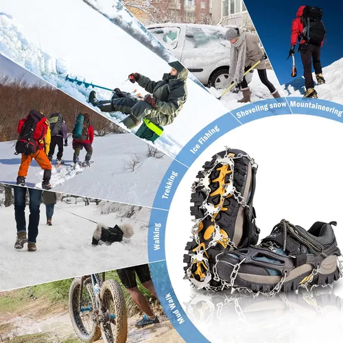 Miniatura 7 de TIMINGILA - Botas de hielo de tracción para botas de senderismo, zapatos para mujeres, hombres y niños, agarre de nieve de tracción para senderismo