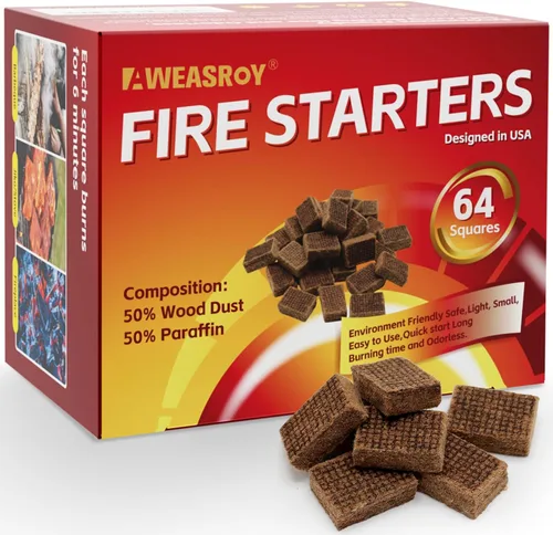 Miniatura 8 de Fire Starter Squares 192 - Arrancadores de fuego para chimenea, chimenea, parrilla de barbacoa, fuego de campamento, estufa de leña, resistente al