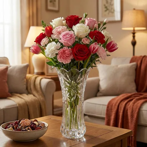 Miniatura 3 de JASVIC Jarrones de cristal de 12 pulgadas para flores, florero de cristal texturizado de orquídea, elegante y moderno jarrón decorativo para sala