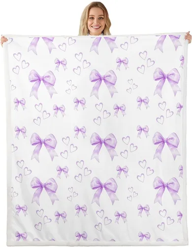 Miniatura 31 de Manta de cama con estampado de corazones de lazo, manta de felpa de grafiti dibujada a mano para decoración rústica del hogar, manta de franela