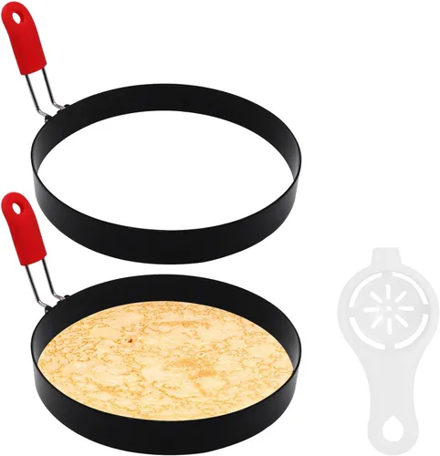 Miniatura 9 de 4 Pack Egg Rings for Frying Eggs with Foldable Handle, Stainless Steel Square & Round Egg Shaper, Eggs Mcmuffin Ring Mold for Camping Pancake