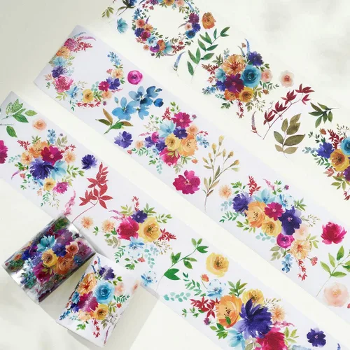 Miniatura 3 de WT Pretty Florals - Cinta ancha de PET, rollo individual, diseños originales, cinta decorativa floral, cinta transparente para manualidades para WT