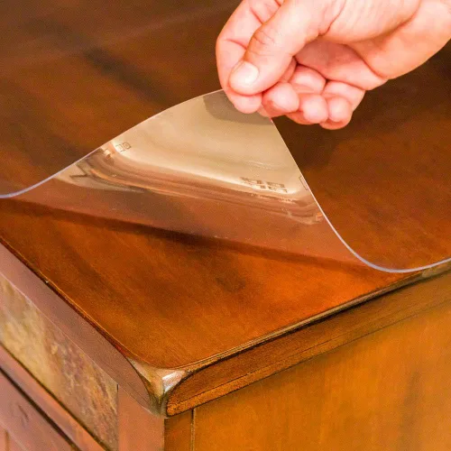 Miniatura 3 de Restaurantware Table Tek 36 x 24 Inch Table Top Protector 1 Rectangle PVC Table Protector - 1.5mm Thick Waterproof Clear Plastic Dining Table Cover