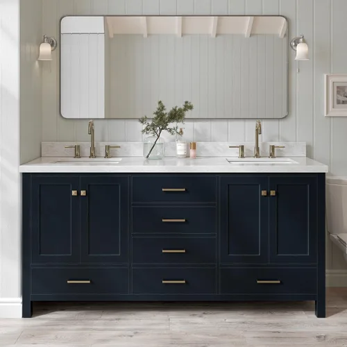 Miniatura 17 de ARIEL Cambridge - Mueble de baño espresso de 43 pulgadas con fregadero, borde de mármol italiano de carrara de 1.5 pulgadas, madera maciza