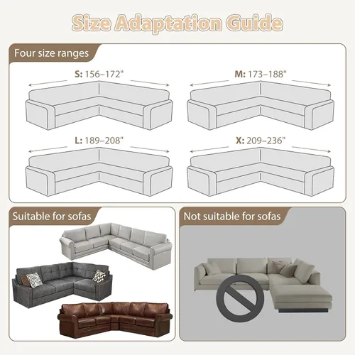 Miniatura 10 de Fundas para sofá seccional en forma de L de 1 pieza, fundas de esquina elásticas para sofá, funda de sofá antideslizante, lavable, fundas de sofá