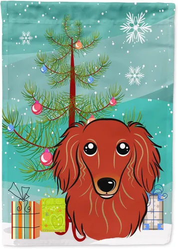 Miniatura 48 de Caroline's Treasures BB1622CHF - Bandera de casa Shih Tzu con árbol de Navidad y gris plateado para porche, grande, para colgar en la pared