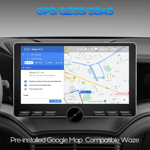Miniatura 8 de 10" IPS QLED 1080P Full Touch 2+32G Doble DIN Radio de Coche Audio Video Receptores Estéreo con Apple CarPlay Android Auto Cámara de Visión Trasera