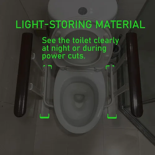 Miniatura 3 de Rieles de seguridad para inodoro para personas mayores - Marco de seguridad para inodoro con pilares dobles, base reflectante nocturna impermeable
