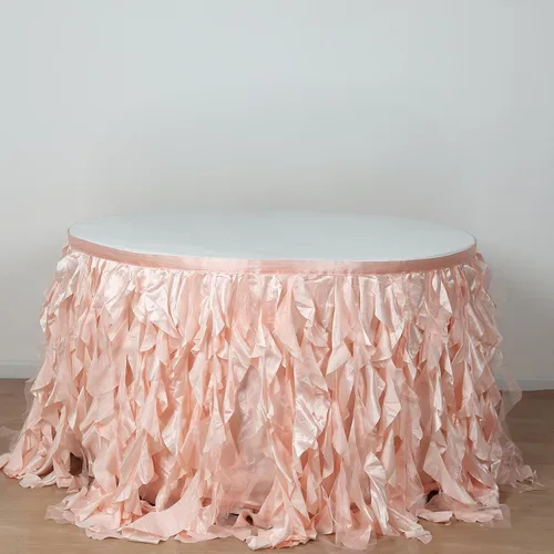 Efavormart - Falda de mesa de tafetán de sauce rizado de 14 pies para cocina, comedor, catering, boda, fiesta de cumpleaños, eventos, color rubor