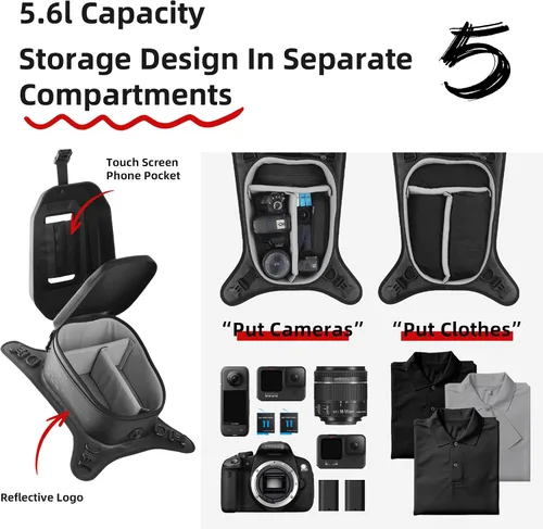 Miniatura 6 de Rhinowalk Bolsa de Tanque de Motocicleta Impermeable de Carcasa Rígida con Bolsillo para Teléfono con Pantalla Táctil, Cubierta Superior