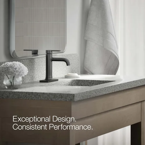 Miniatura 3 de KOHLER K-28126-4K-BL Venza - Grifo de lavabo de baño con mango único, instalación de 1 orificio con drenaje clicker, 1.0 GPM, negro mate Mate negro