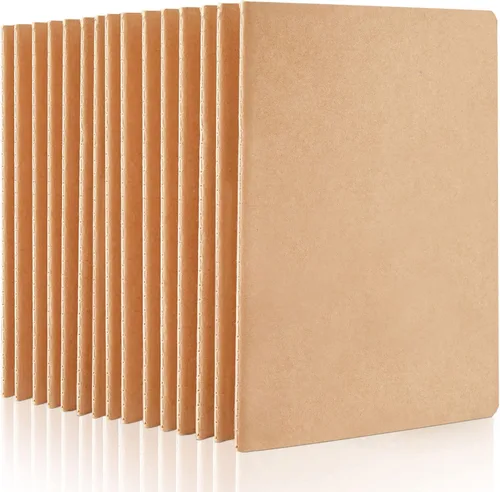 Miniatura 8 de feela Paquete de 8 cuadernos de papel kraft sin forro, bloc de notas en blanco para dibujar y escribir, cuaderno de bocetos pequeño diario de viaje
