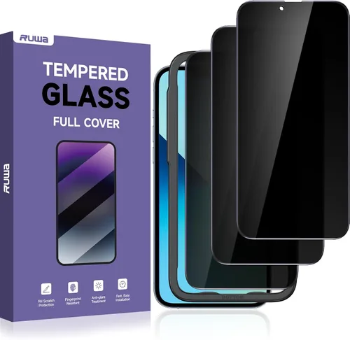 Miniatura 10 de Protector de pantalla de privacidad Ruwa para iPhone 14 Pro Max [Pack de 3] [17 cm] Película de vidrio templado para pantalla con marco
