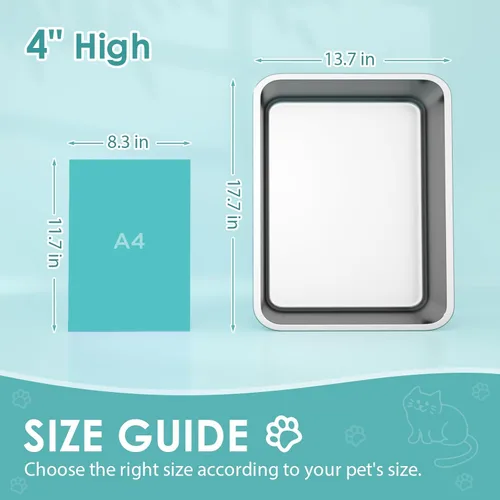 Miniatura 3 de IKITCHEN Caja de arena de acero inoxidable para gatos, bandeja de arena de metal grande para gatos, caja de arena para gatos nunca absorbe olores