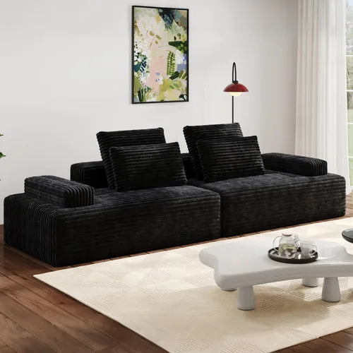 Miniatura 34 de Sofás modulares de pana otomana de 28.74 pulgadas para sala de estar, taburetes de sofá sin hueso, no requiere montaje, sofá profundo en una caja