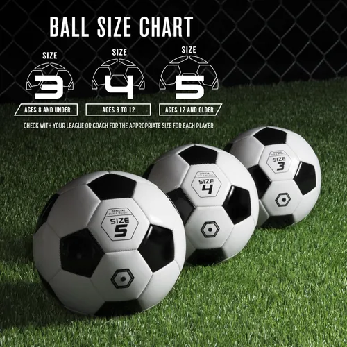 Miniatura 6 de GoSports - Bolas de fútbol clásicas en negro y blanco - Individual o paquete de 6 - Tallas 3, 4, 5 con bomba para inflar