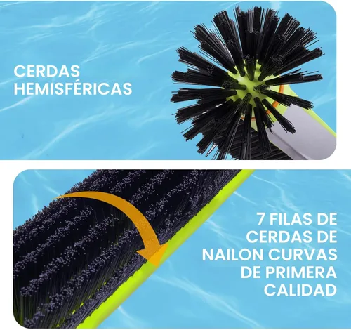 Miniatura 2 de Sepetrel - Cabezal de cepillo de piscina para limpieza de paredes, cepillos redondos resistentes para piscinas enterradas/desmontables con cerdas