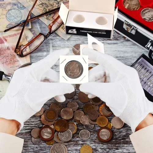 Miniatura 7 de 350 soportes para monedas de cartón, monedas, 2 x 2, 7 tamaños para coleccionistas, protector para coleccionistas, se adapta a 20.5, 23, 25, 27.5