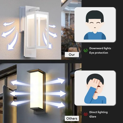 Miniatura 2 de Aplique de pared para exteriores, faroles de pared impermeables exteriores, moderna lámpara exterior negra con pantalla de vidrio transparente