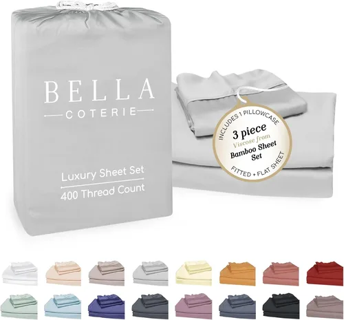 Miniatura 81 de Bella Coterie - Juego de sábanas de lujo de viscosa de bambú para cama tamaño split king 2 sábanas ajustadas para camas Sleep Number y camas 06