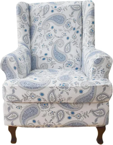 Miniatura 13 de NILUOH Funda para silla Wingback, 2 piezas, fundas elásticas de elastano para silla con respaldo de ala, funda lavable para sillones con respaldo