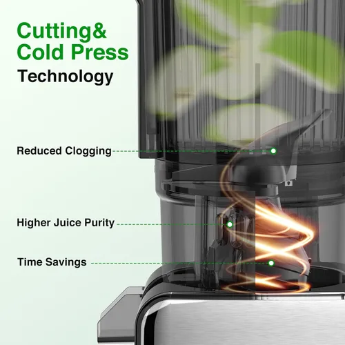 Miniatura 4 de AGLUCKY Exprimidor de prensa en frío, extractor de jugo de canal de alimentación grande, máquina de autoalimentación de alto rendimiento de jugo