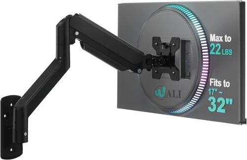 WALI Soporte de pared para monitor de computadora para pantallas de 17 a 32 pulgadas, soporte para monitores individuales que sostiene hasta 22