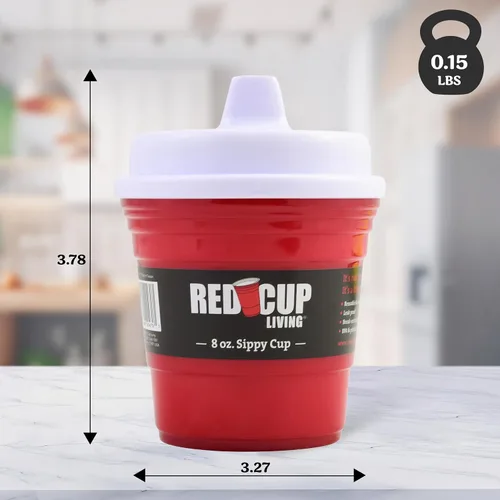 Miniatura 4 de Red Cup Living Vaso entrenador para bebé, 8 onzas, sin BPA, a prueba de derrames, no tóxico, apto para lavavajillas, tapa a prueba de fugas, fácil