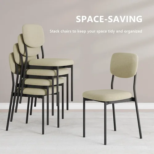 Miniatura 5 de Einhomn Juego de sillas de comedor tapizadas, modernas sillas de comedor apilables con respaldo de terciopelo suave, sillas de cocina con patas