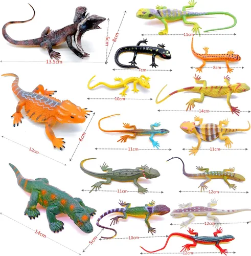Miniatura 3 de Guaishou Lizards Toys 15pcs realista Lizard Chameleon Reptile Figura Set de juego