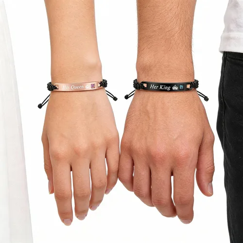 Miniatura 2 de HUASAI Juego de 4 collares de corazón para mujeres, parejas, collares, pulseras a juego para parejas, regalos de joyería, colgante, collar a juego