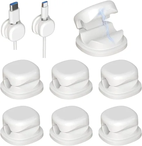 Miniatura 9 de Organizador magnético de cables de carga 2026, paquete de 6 clips de organización de cables con adhesivo para teléfono, soporte de almacenamiento