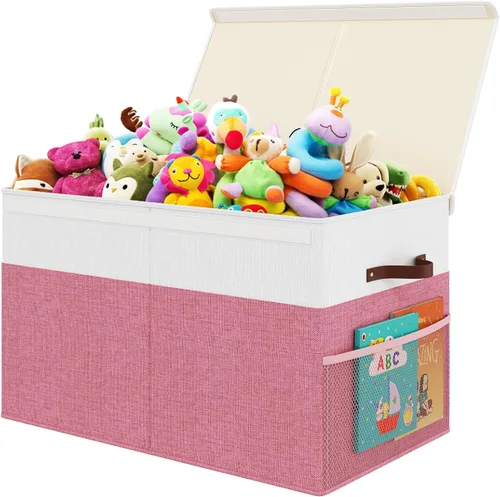 Miniatura 12 de Caja grande de almacenamiento de juguetes con tapa, organizador de pecho de juguetes mejorado con divisor de polipropileno extraíble, contenedor Gris