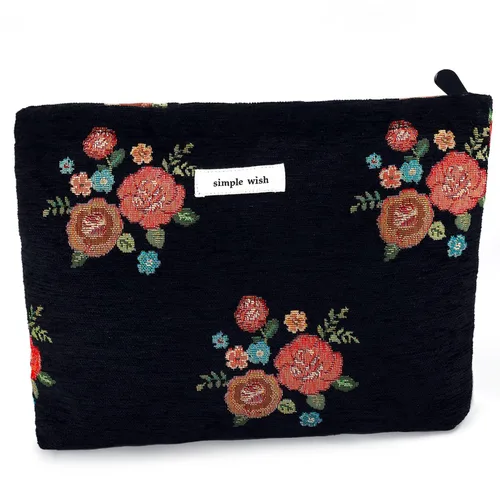 Miniatura 10 de Bolsa de maquillaje de flores para mujer, bonita bolsa de maquillaje para bolso, bolsa de cosméticos con cremallera, bolsa de cosméticos de lona