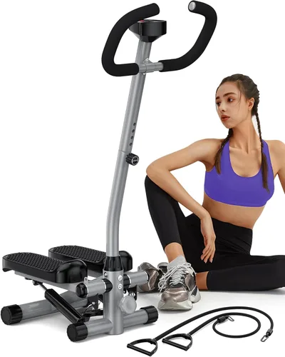 Miniatura 8 de Amicus Mini Stepper with Handlebar for Exercise, Stair Stepper with Resistance Band, Hydraulic Fitness Stepper Machine for Home, 330lbs