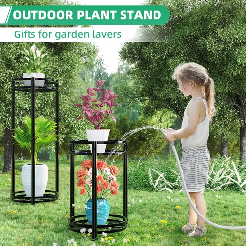 Miniatura 3 de Simple Trending Soporte redondo para plantas para interiores y exteriores, resistente al agua, de metal, alto de 31 pulgadas, estante de exhibición