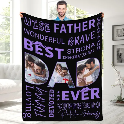 Miniatura 32 de Magimagine - Manta personalizada para papá con foto, mantas personalizadas con foto para papá de parte de su hija o hijo, regalos de cumpleaños