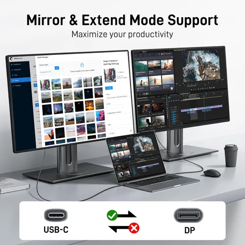 Miniatura 4 de acer Cable USB C a DisplayPort de 6.6 pies (4K @60 HZ 2K a 165 Hz), cable tipo C a DisplayPort (aluminio resistente, Plug & Play) Thunderbolt 3/4/5