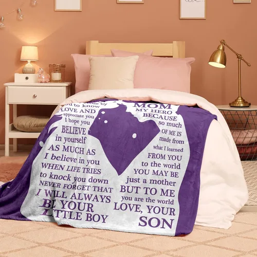 Miniatura 3 de Regalos para mamá, manta con texto en inglés "I Love You Mom", cumpleaños, Navidad, Día de la Madre, San Valentín, regalo para madre, regalos