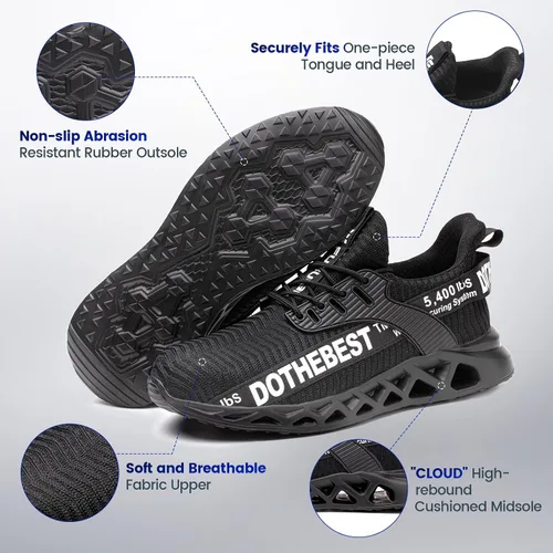 Miniatura 3 de Furuian - Tenis con punta de acero para hombres y mujeres, zapatos de seguridad ligeros, cómodos, a prueba de pinchazos, zapatos de trabajo