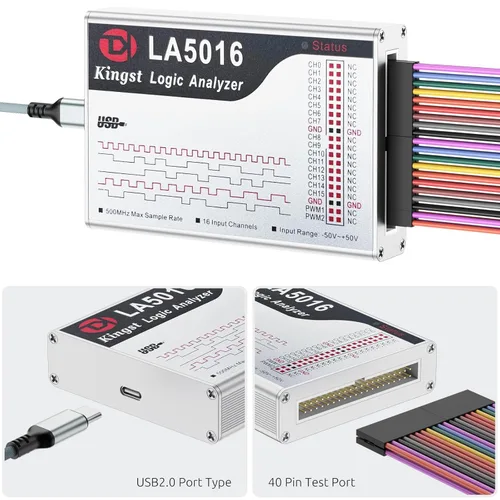 Miniatura 5 de LA5016 Analizador Lógico USB - 16 Canales 500MS/s 10GB de Profundidad Generador PWM, Herramienta de Depuración MCU ARM FPGA, Software en Inglés