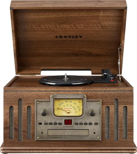 Miniatura 13 de Crosley CR704B-PA Musician Tocadiscos de 3 velocidades con radio, reproductor de CD/casete, entrada auxiliar y Bluetooth, color paprika