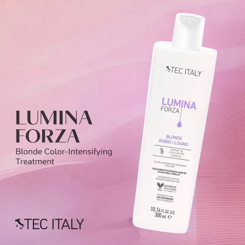 Miniatura 2 de Tec Italy Lumina Forza - Tratamiento tonificante rubio sin enjuague para cabello rubio, neutraliza los tonos amarillos, mejora el brillo y cuidado