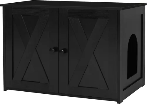 Caja de arena para gatos Dwanton, mueble oculto para caja de arena para gatos, entrada reversible puede estar en el lado izquierdo o derecho, baño