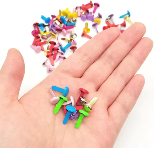 Miniatura 2 de BlingKingdom 100 pines divididos multicolor pastel de metal para sujetadores redondos para manualidades, proyectos de manualidades, álbumes