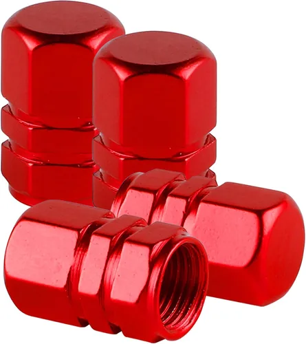 Alpmosn Tapas de vástago de válvula de neumático de aluminio, cubiertas de válvula de rueda, tapa de neumático a prueba de polvo, accesorios Rojo