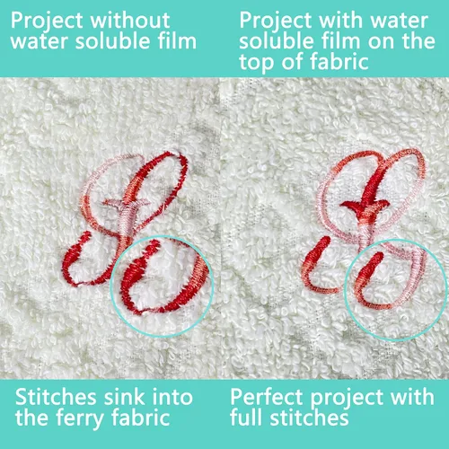 Miniatura 3 de Craftido Película de revestimiento estabilizador de bordado soluble en agua transparente de 10 pulgadas x 25 yardas/rollo compatible con la mayoría