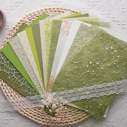 Miniatura 12 de 15 piezas hechas a mano para álbumes de recortes, papel texturizado para manualidades, hojas A5, mezcla especial para álbumes de recortes, diario