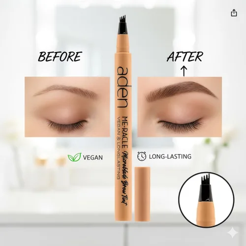 Miniatura 3 de aden Pluma de cejas Microblading - Lápices de cejas impermeables para mujeres - Lápiz de cejas negro de larga duración - Punta de triple trazo